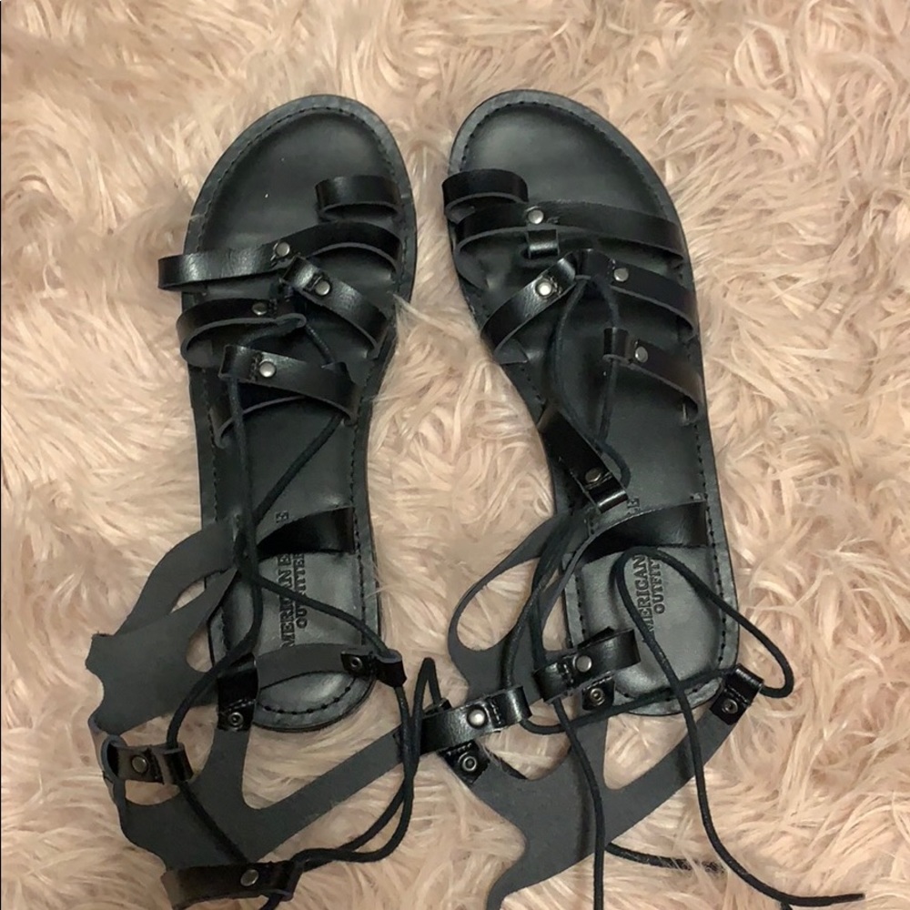 Black american eagle gladiator sandal size 8